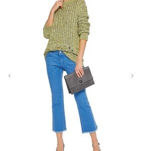 Stella McCartney Mid-Rise Kick Flare Raw Hem Ankle Jeans